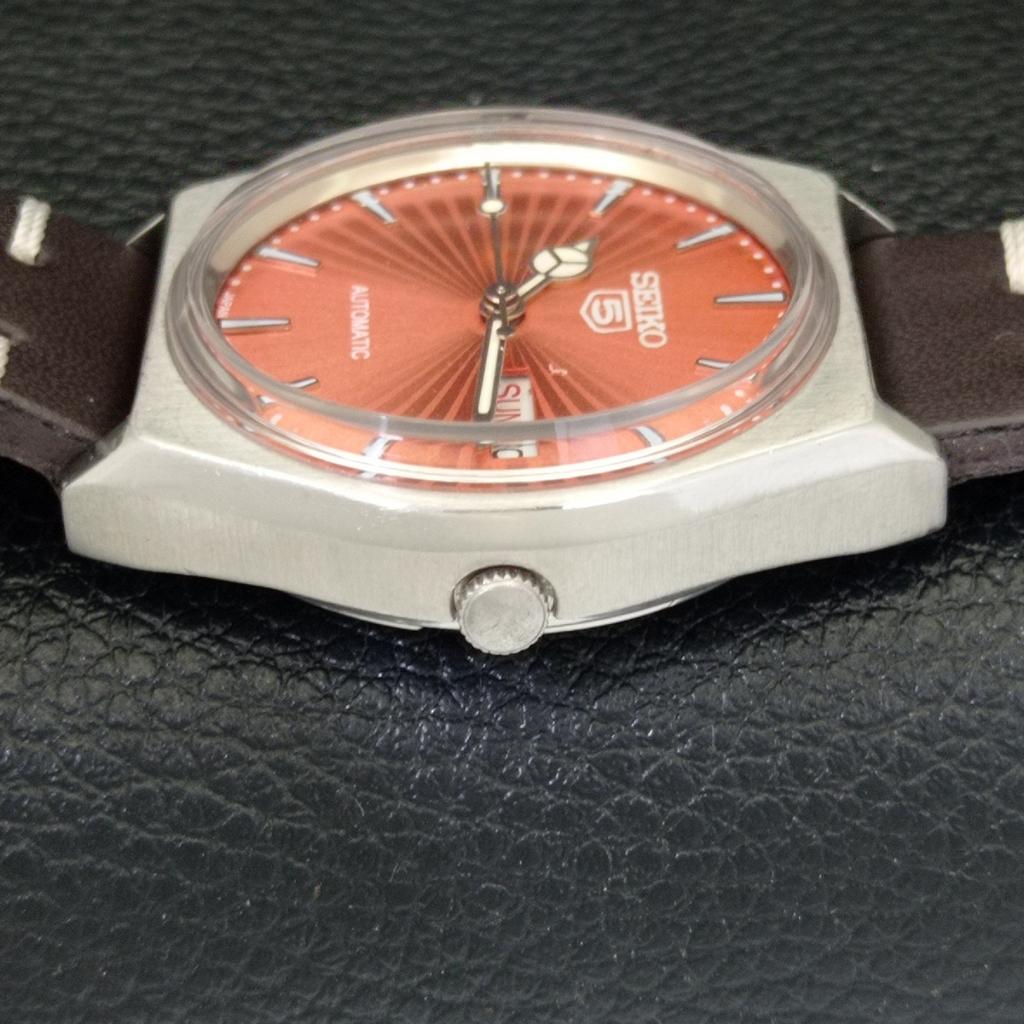 JAPAN VINTAGE SEIKO 5 AUTOMATIC 6309A MENS PEACH COLOR DIAL WATCH A701466-5