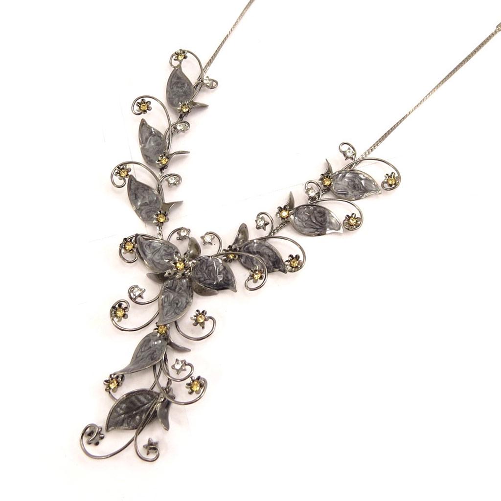 Les Trésors De Lily [D3561] - Gray 'Gala' Designer Necklace