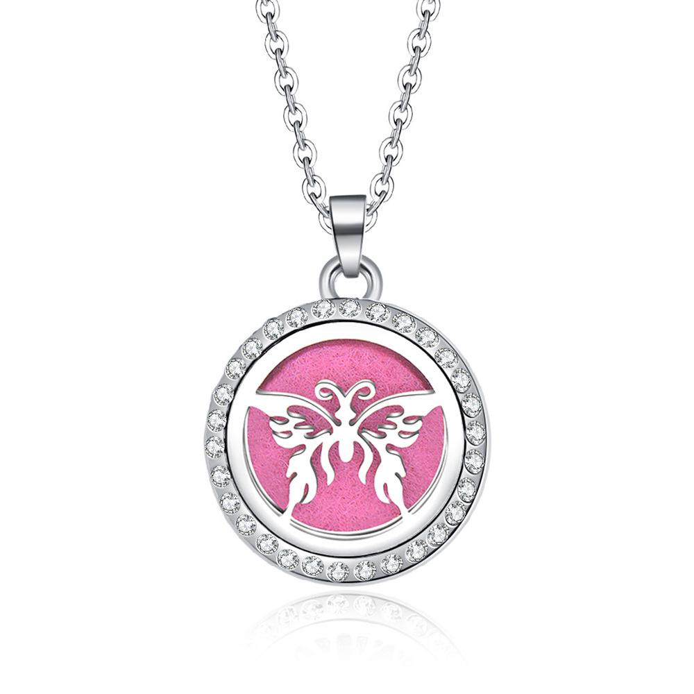 In-Stock Aromatherapy Hollow Diamond Pendant Necklace