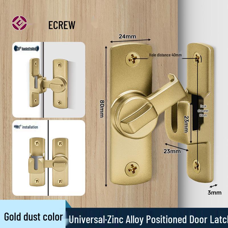 Black Stainless Steel 90° Door Latch Bolt for Home or Pet Doors