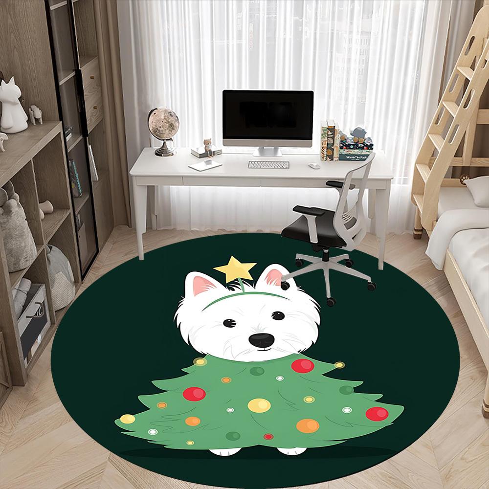 1pc Pup Tree Office Round Area Rug, Under Office Chairs Bedroom Living Room Home Decor, Room Deco