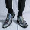 Colorful Loafers Men PU Pattern Pointed Rivet Decorative Business Casual Shoes Low Heel Fashion Stylist Banquet Men Shoes