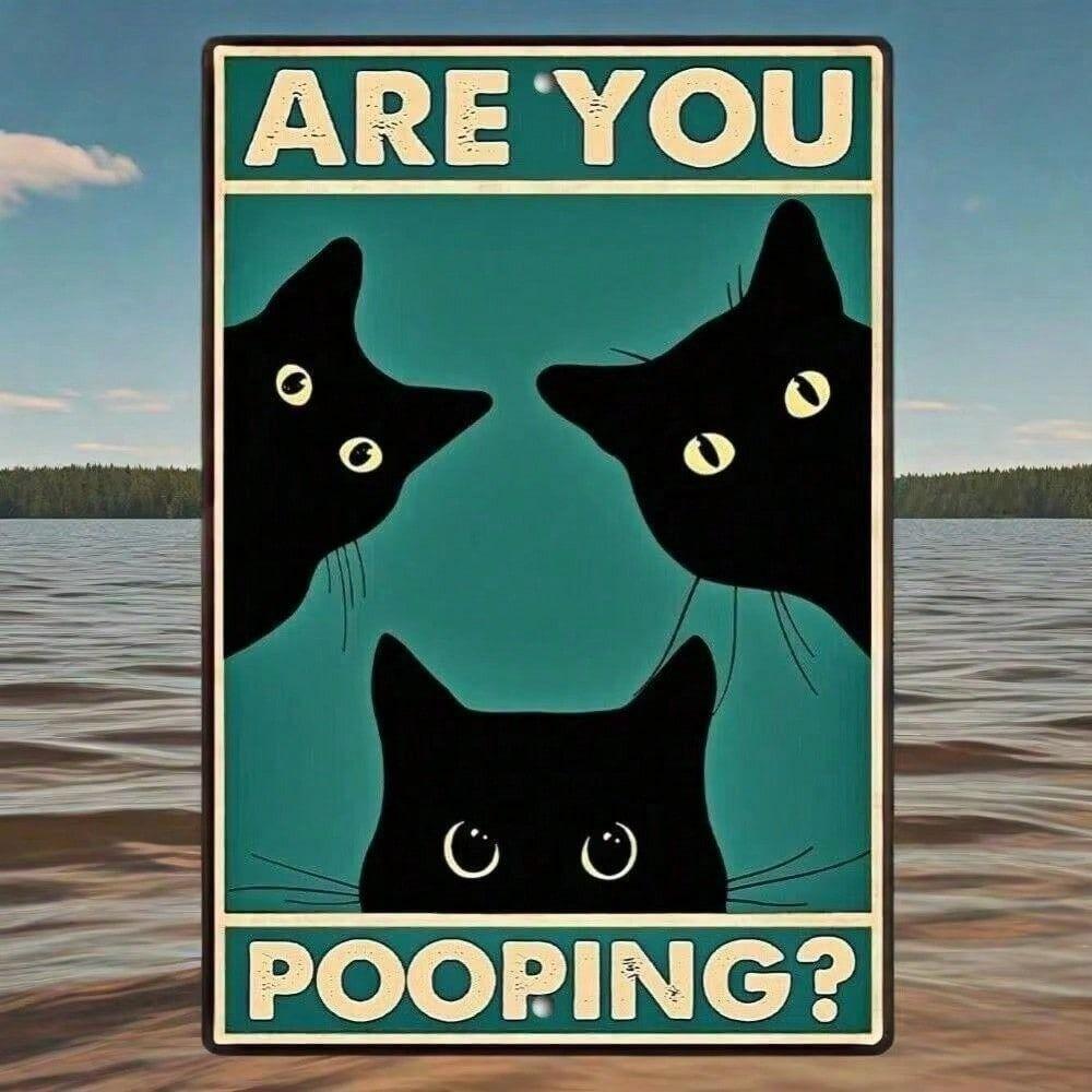 Metal Poster Wall Art Black Cat Bathroom Funny Sign Metal Poster Black Cat Bathroom Decor Funny Sign Black Cat Metal Sign Bathroom Humorous Wall Art