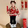 Meng Tang Tang Winter Hanfu Set: Warm New Year's Outfit for Baby Girl, Thickened Chinese Style Tang Suit with Fleece.