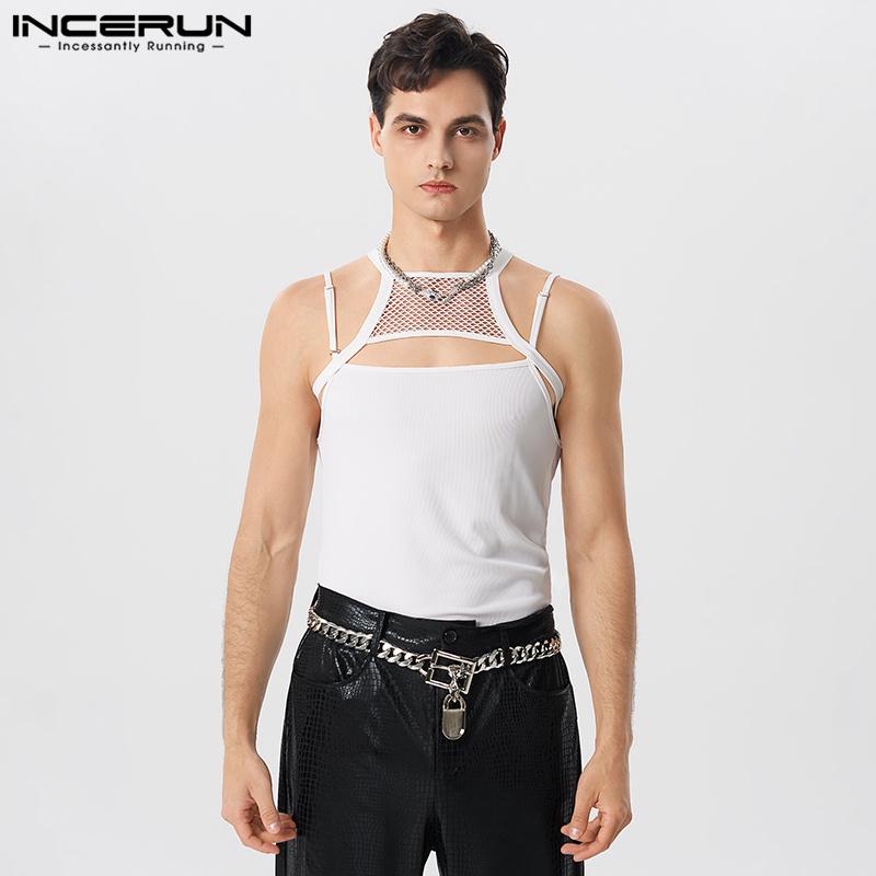 

INCERUN Mens Strappy Двухсекционная многослойная майка Slim Fit Жилет