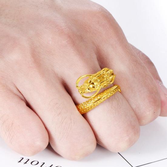 Vintage öppen gravyr män drak form dominerande ring