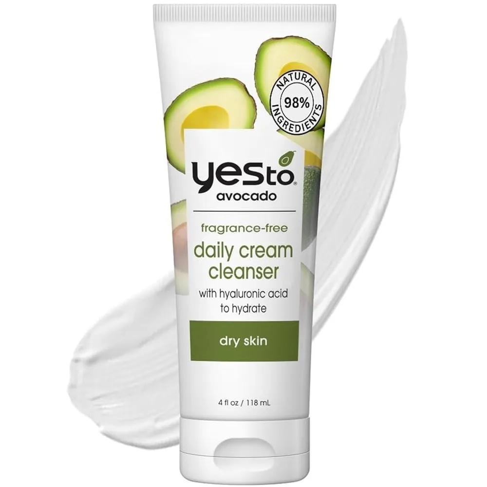 

Yes To Avocado Unscented Daily Cream Cleanser 118mL + Cleanses and nourishes dry skin. 98% Vegan Hyaluronic Acid Ingredients