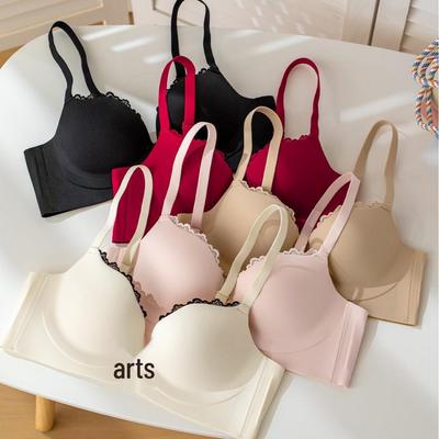 Red Series Seamless Push-Up Bra Set for Women - Side Support, No Underwire, Sexy Thin Hollow Out Design