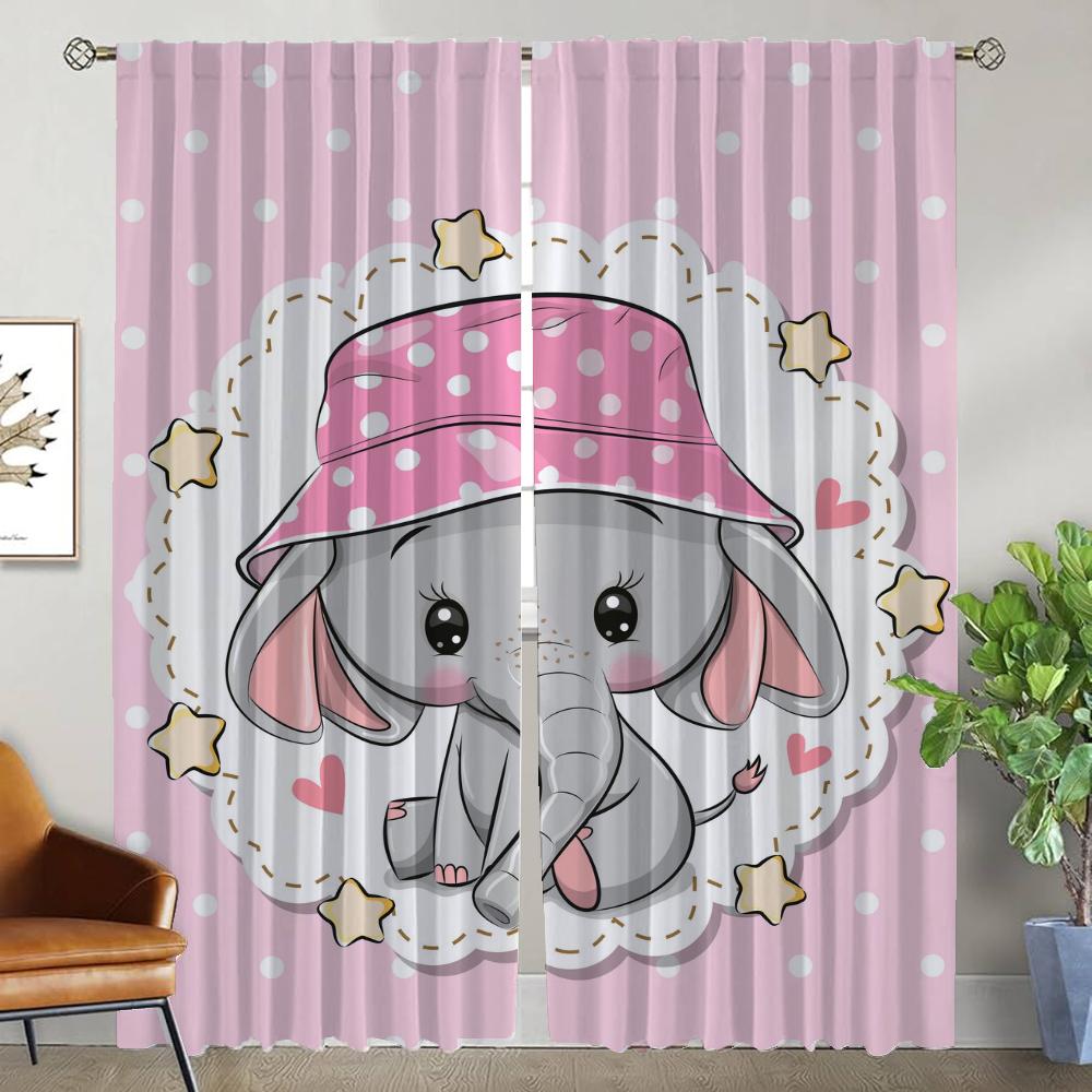 Elefanten Vorhänge für Schlafzimmer Verdunkelungsvorhang für Zimmer 2 Paneele Raumteiler Jalousien Halloween Dekoration Heim Innenvorhänge