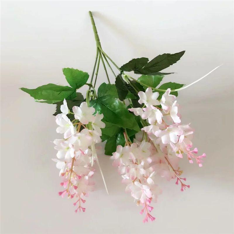 Beautiful 5 Heads Artificial Hyacinth Fake Silk Flowers Bouquet For Wedding And Home Decor