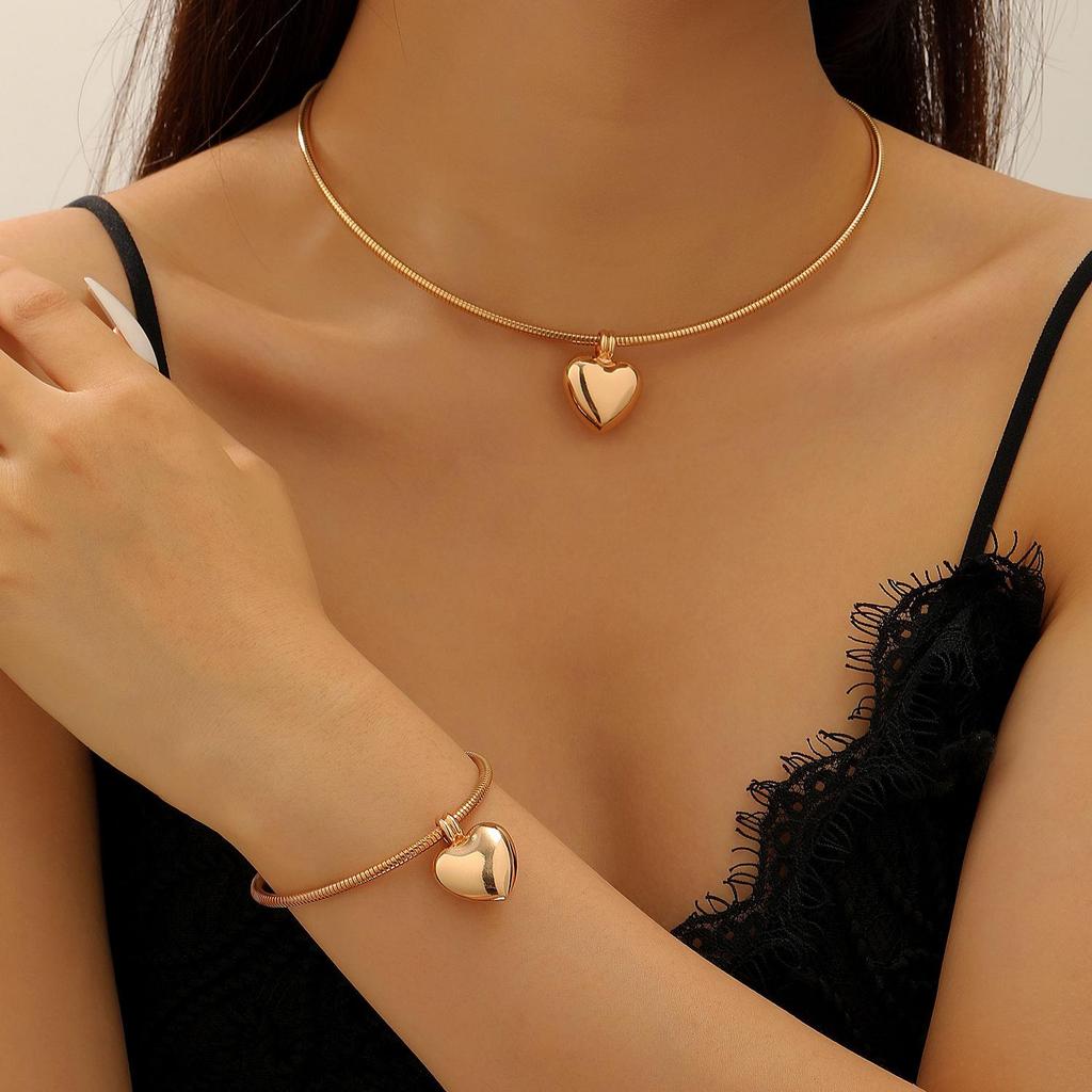 Exaggerated Multi-Layer Braided Choker & Bracelet Set for Women