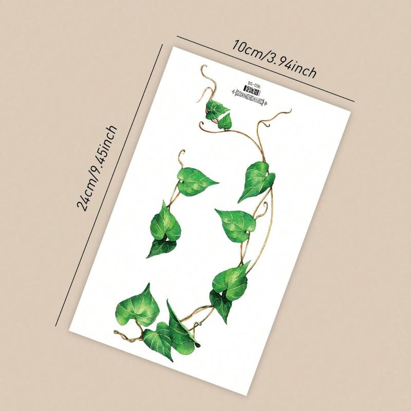 

STARTTOOS 1 шт. Временная татуировка с узором из зеленых листьев и лозы для женщин, подходит для повседневного ношения, вечеринки, фестиваля, для рук, груди, живота, спины, для украшения тела зелёный