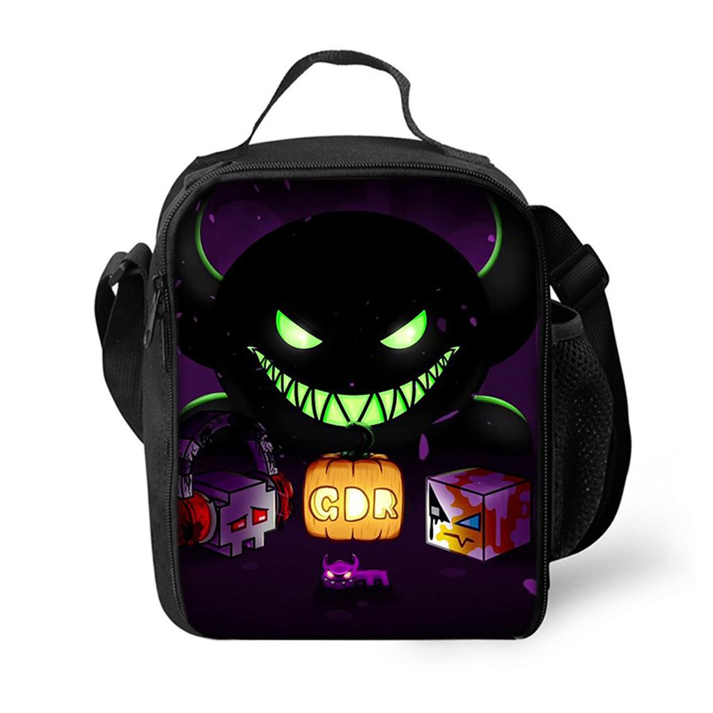 Luxus Neuheit Umhängetasche Geometry Dash Brotdose Thermoisolierung Essen Lunchtasche 3D-Druck Picknick Isolierte Handtaschen Eisbeutel