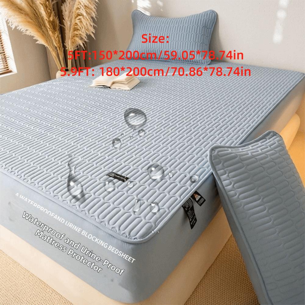 Durable 5FT/5.9FT Anti-Slip Mattress Cover Breathable Dust Proof Bedding Cover Thickened Waterproof Bed Sheet Bedroom Home Use
