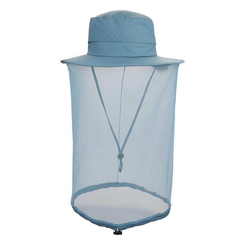 

Outdoor men s and women s mesh anti-mosquito hats, sunshade quick-drying honey hats, mountaineering, fishing, sunscreen hats L（58-60cm） темно-синий