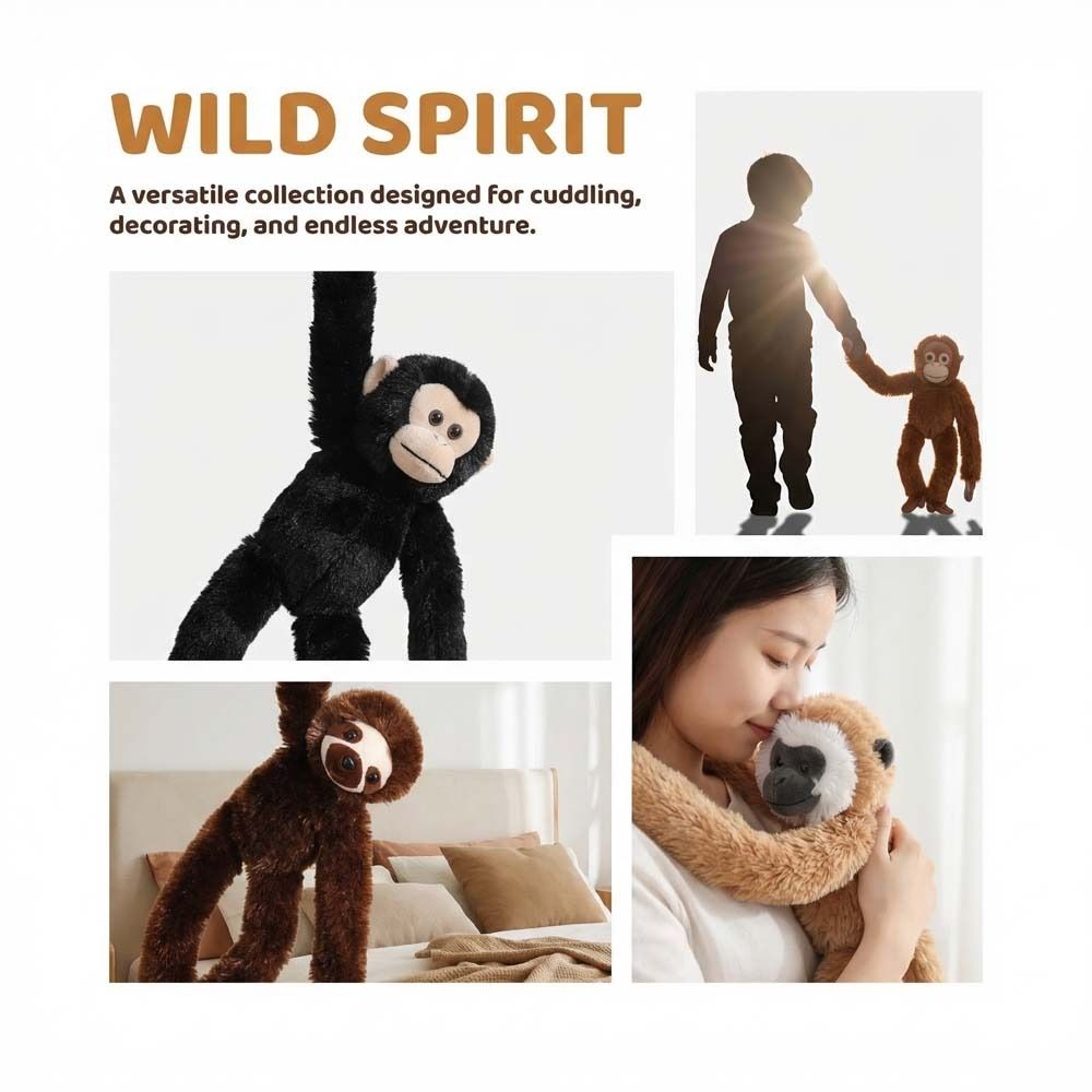 Long Arm Large Plush Monkey Doll Stuffed Doll Realistice Monkey Plush Toy Cartoon Simulation Orangutan Plush Doll Kid Gift