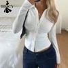 Moda damska Casual Wiosna Jesień Jednolity kolor Nadruk Długi rękaw POLO Bluzki i koszule