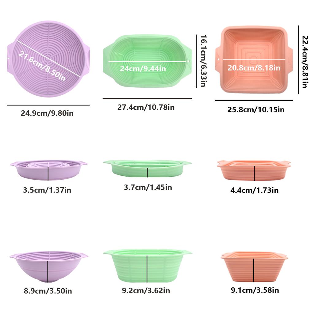 Collapsible Silicone Bread Non-stick Bread Proofing Baskets for Sourdough Baking for Various for Bread Baking Rising Tool