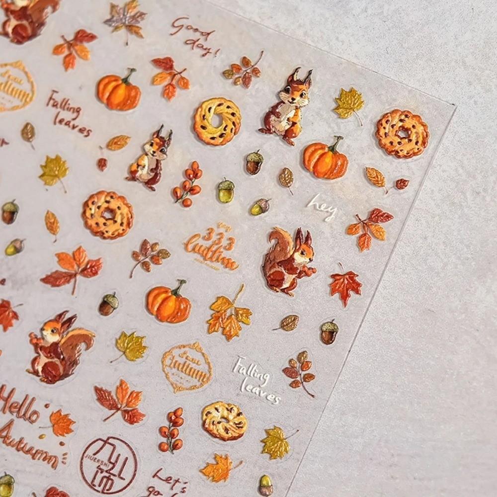 Self-Adhesive Nail Art Stickers Waterproof 5D Embossed Design New Fall Design Stickers