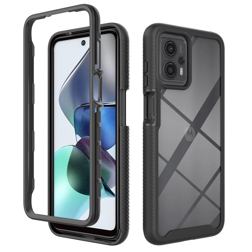 

Hybrid TPU/PC Sky Case For Motorola Moto G13 / Moto G23 Rugged Armor Fundas Capa 2IN1 Two Layer Shockproof Shell Hard Back Cover for Moto G13 G23 чёрный