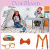 Disfraz de Blippi con tirantes ajustables de color naranja brillante y sombrero