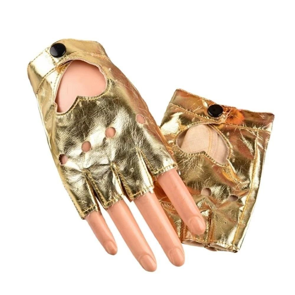 Solid Color Y2k Leather Gloves Harajuku Half Finger Mittens Women Leather Gloves Motorcyclist