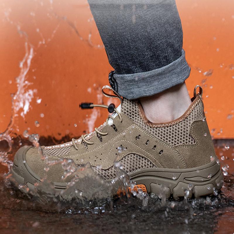 Oulylan Men's Steel Toe Safety Shoes Anti Smashing Anti Puncture Anti slip Breathable Durable Work Shoes