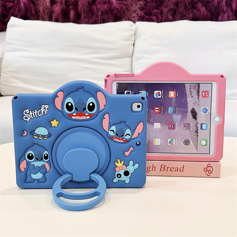 For IPad Air 2 3 4 5 10.9 Mini 6 7 A16 Pro 11 9 8 7th Generation 10.2 10.5 Cute Cartoon Stitch Silicone Tablet Protective Case