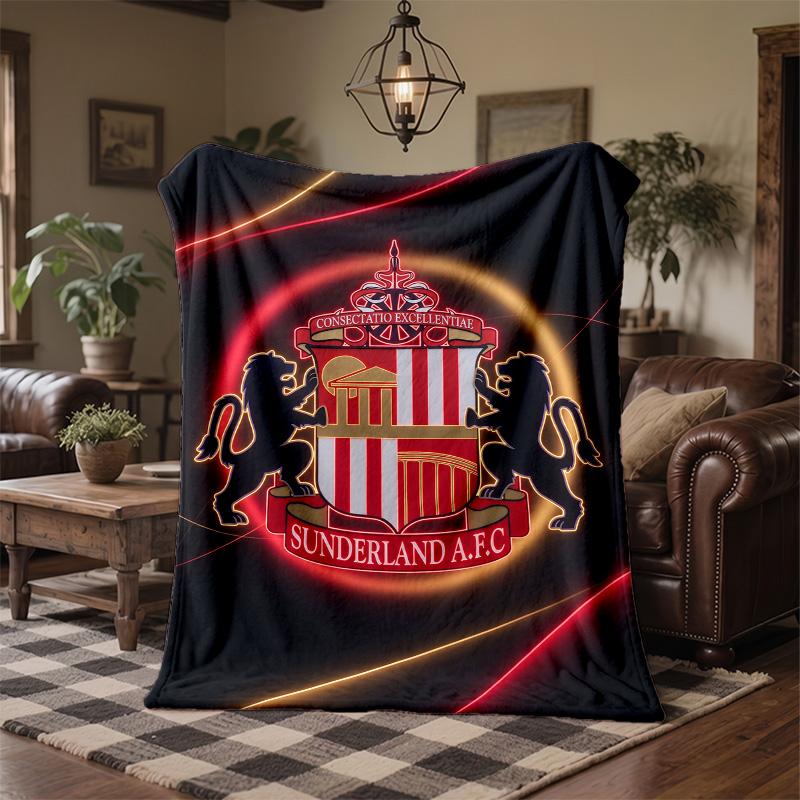 Sunderland Football Print Flannel Blanket Soft Warm Sofa Bed Throw Blanket For Home Office Bedroom