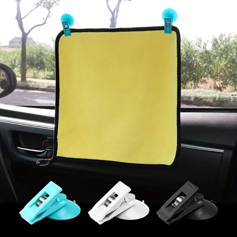4pcs Car Suction Cup Clips - Strong Adhesive Window & Windshield Fixing Holder, Suitable for Sunshades & Bills - Durable Plastic No- Car Clips