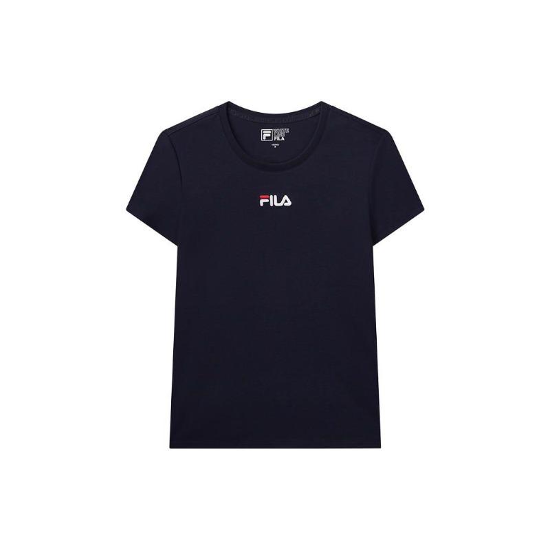 FILA Casual Sports Cotton Pullover Short Sleeve Regular T Shirt Women Legend Blue F51W228154FNV