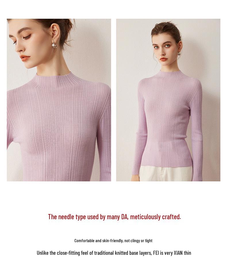 2026 Le Ka Sha Women's Autumn/Winter Wool Sweater Half-High Neck Pullover Base Layer