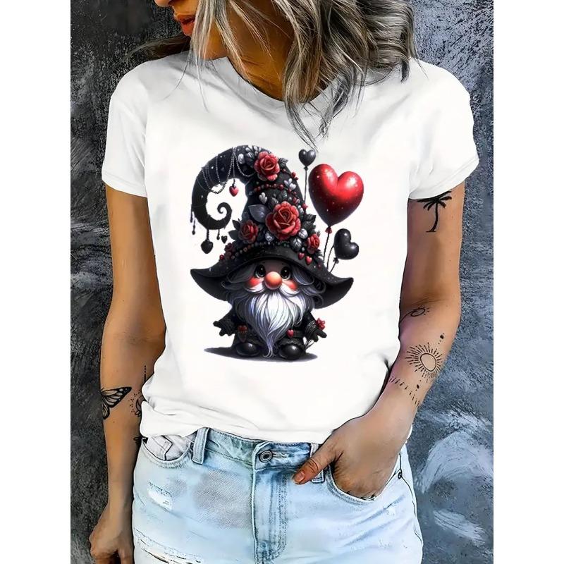European Size Women Casual Short Sleeve Tee - Comfortable Crew Neck, Soft Adorable Tees Tops
