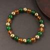 Festive Gifts Green Onyx Amber And Golden Metal Beaded Bracelet Elegant Fashion Jewelry For Men And Women Daily Wear Simple Versatile Accessory