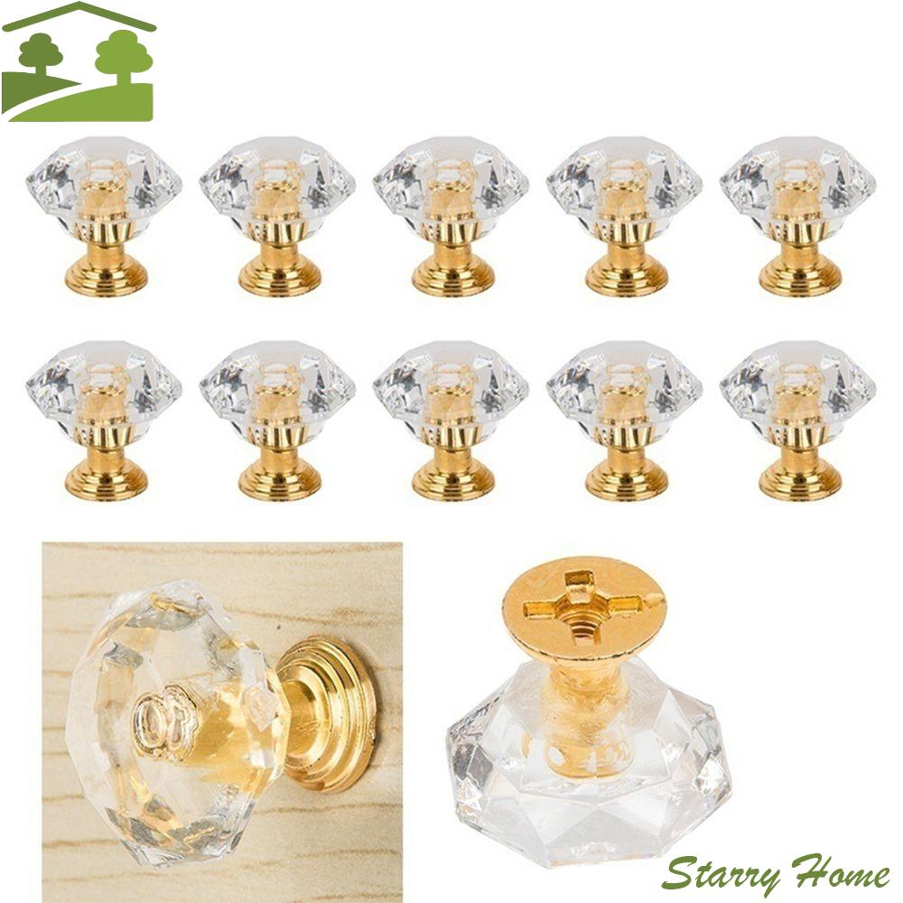 10pcs Diamond Shape Crystal Cupboard Wardrobe Drawer Handle Pull Furniture Accessories Home Hardware Door Knob