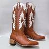 Fashion IPPEUM Western Cowboy Boots For Women Firebird Embroidery Leather Knee High Boot Country Western Brown Cowgirl Shoes Plus Size44