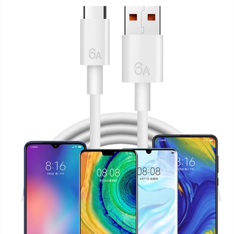 3pcs 6A USB Type C Fast Charging Cable Data Cord For Huawei Mate 50 60 Honor OPPO vivo Quick Charing USB C Cables