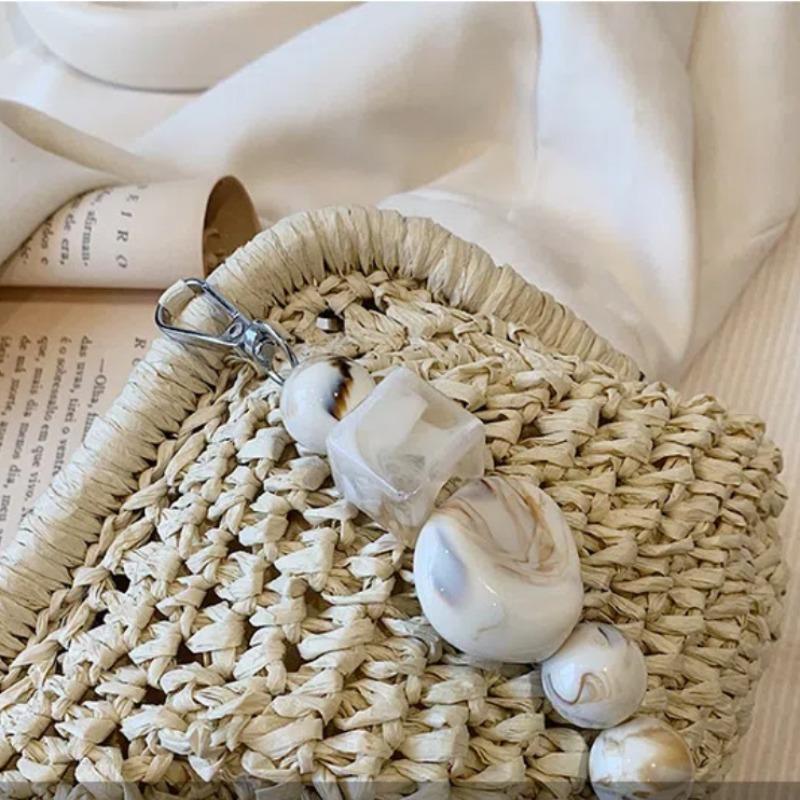 2025 Summer New Straw Weaving Crossbody Bag Fashionable and Casual Shell Bag Women's Shoulder Bag with Excellent Texture
