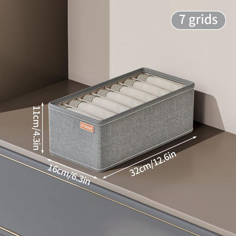 7/16/24 Grid Underwear Storage Box Cotton Linen Clothing Bra Cabinet Drawer Sock Storage Box Wardrobe Clothes Divider