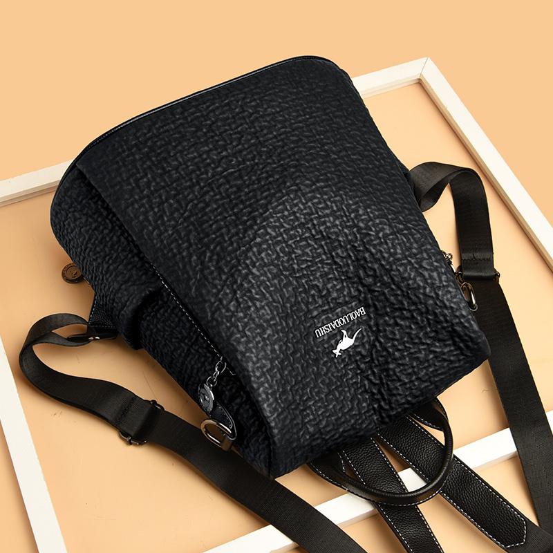 Women's Stone Pattern Leather Backpacks Large Capacity Travel Backpack School Bags Luxury Shoulder Bag