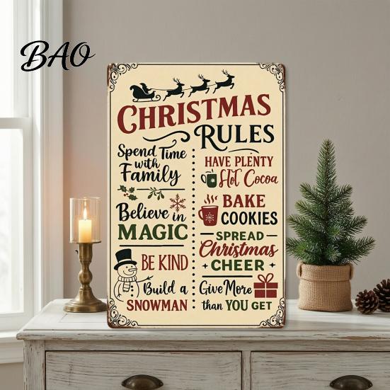 Rustic Home Holiday Embellishments Christmas Wood Sign, Vintage Santa's Sleigh Parking Only Wall 2D Farmhouse Hanging Sign Wooden Plaque for