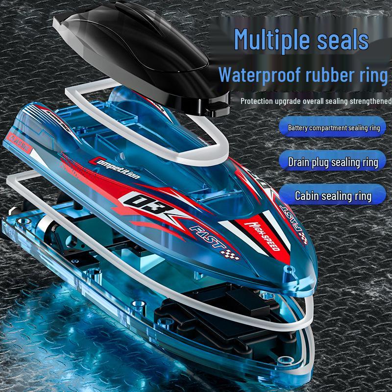 Brushless Dual-Motor RC Boat with Colorful Lights: Collision-Proof, Waterproof, Anti-Tangle Design