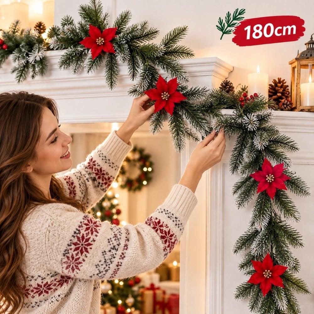 Lightweight Artificial Christmas Garland Dense Pine Needle Flexible Bendable Stem Christmas Decor Garland Reusable