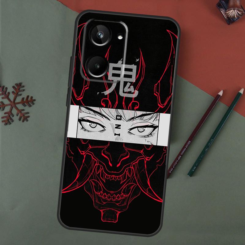 Japanse Hannya Oni Maskerhoes Voor Realme C67 C51 C75 C63 C61 C65 C55 C53 C35 C71 11 12 13 14 Pro Plus GT6 GT7 15 Pro