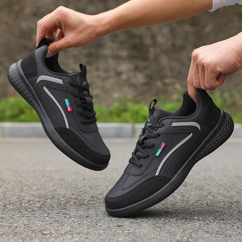 Thin Breathable Men Sneakers PU Leather Climbing Footwear Male Outdoor Light Soft Rubber Sole Jogging Trekking Walking Sneakers