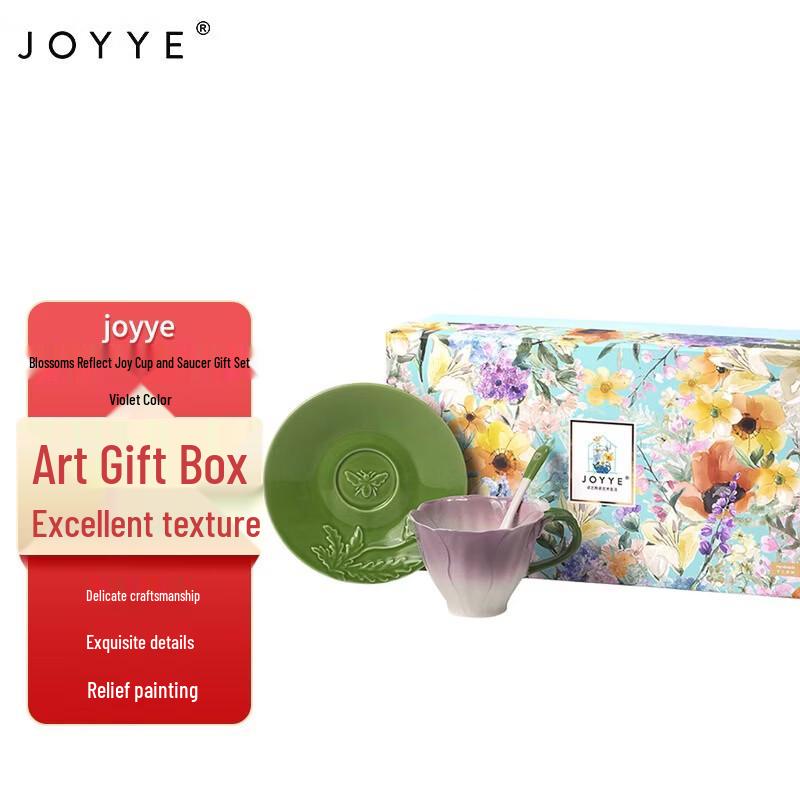 JOYYE Blooming Joy Ceramic Cup and Saucer Gift Set