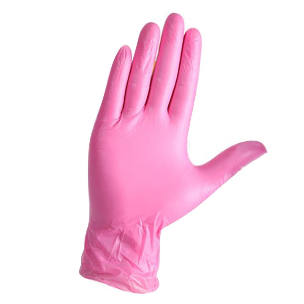 100pcs Nitrile Glove Disposable Powder Free Food Grade PVC Rubber Nitrile Cleaning Glove Pink M