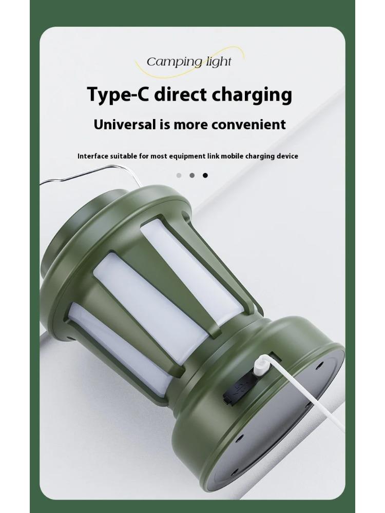 Portable Solar Camping Lantern LED Cold and Warm Dimming 3 Lighting Modes Camp Light Outdoor Hiking Climbing Camping Tent Lamp