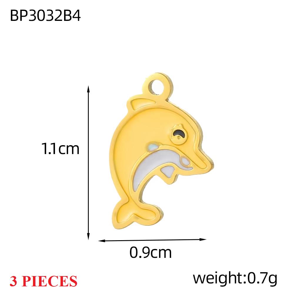 3PCS/LOT CARLIDANA Enamel Turtle Rabbit Bear Charms, Colored Stainless Steel Pendants for Women DIY Necklace Jewelry
