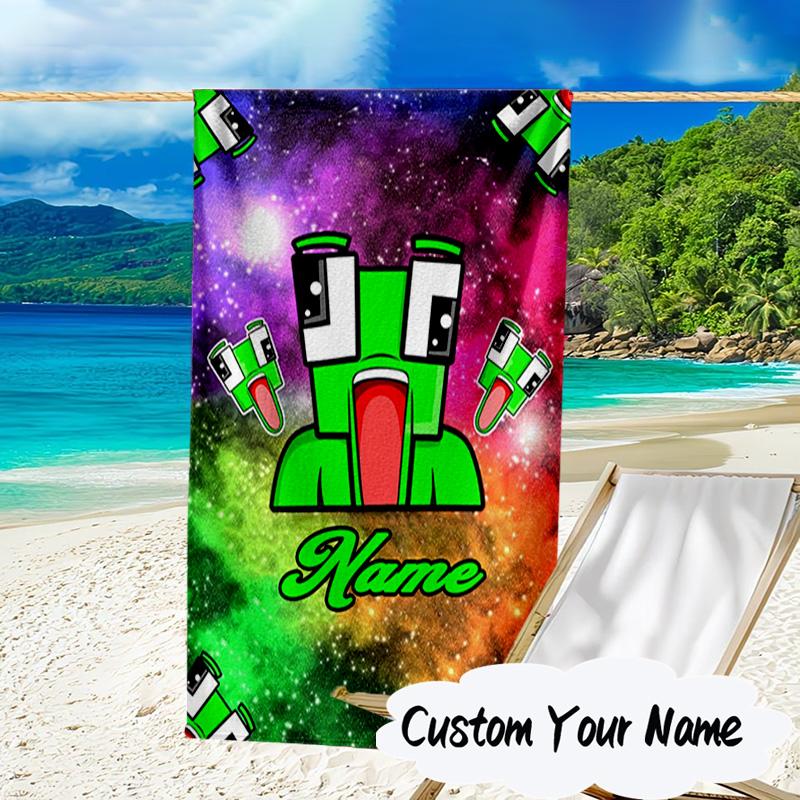 Custom Name Space Alien Un-speakable Microfiber Beach Towel Super Soft & Absorbent for Bath, Beach, Travel Bath Time Accessory, Fan Gifts
